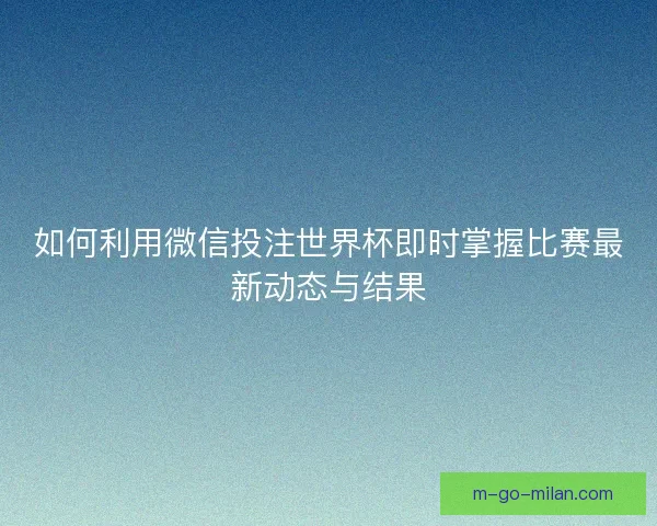 如何利用微信投注世界杯即时掌握比赛最新动态与结果